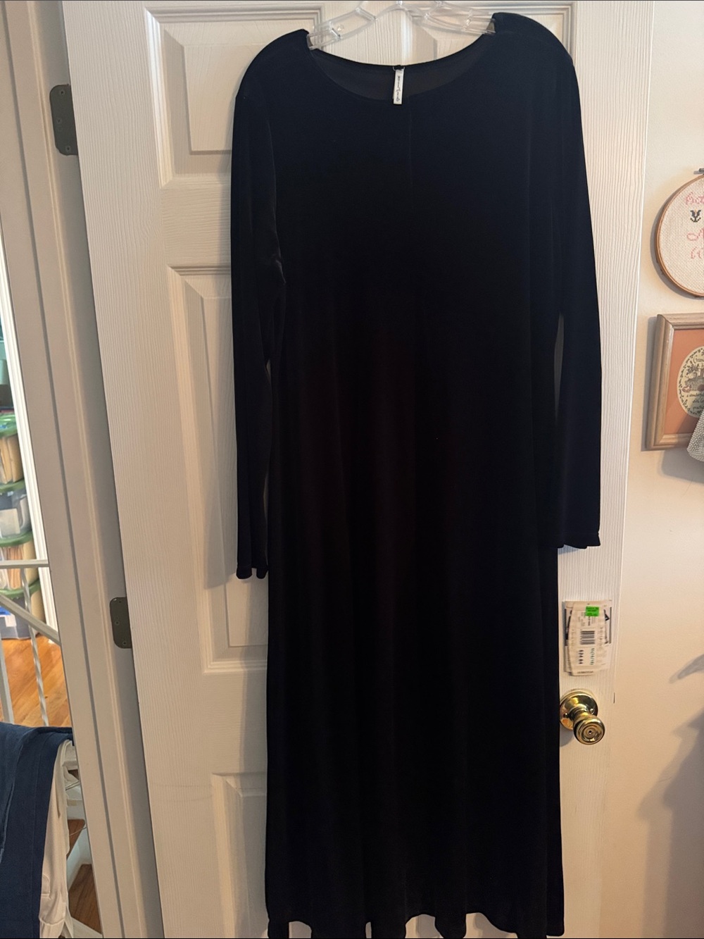 White Stag Black Long-Sleeve Velvet Maxi Dress